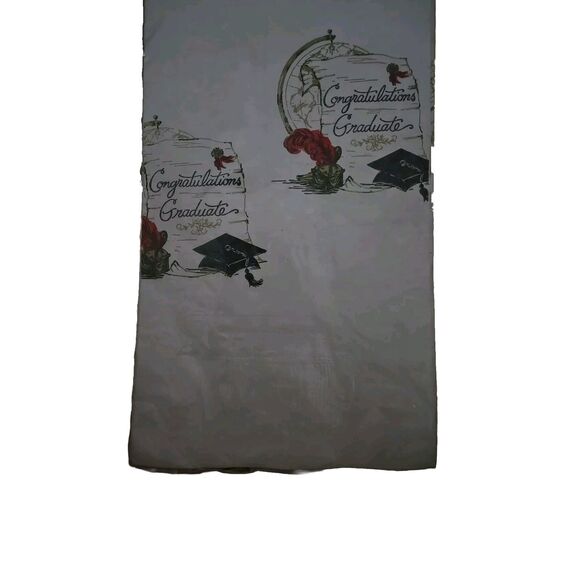 Contempo Paper White Table Cover Congratulations Graduate 54"x104" Beach Product - Picture 1 of 3